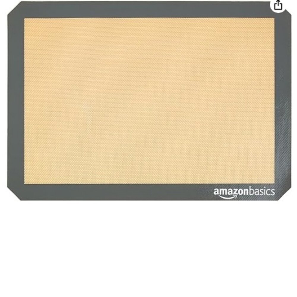 Amazon Basics Silicone, Non-Stick Reusable, Food Safe Baking Mat, New Beige/Gray